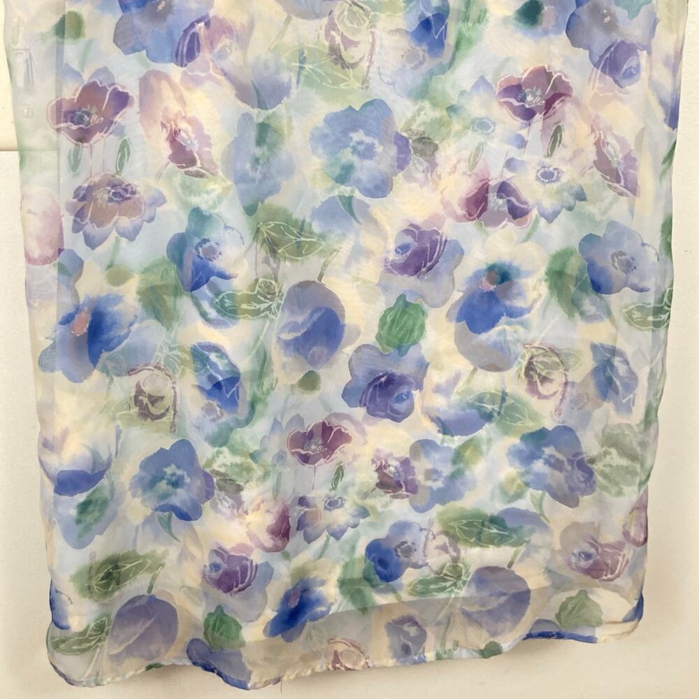 VTG Womens White & Blue Sheer Floral Maxi Skirt XS Fairy Cottage Ethereal Y2K - Picture 4 of 9